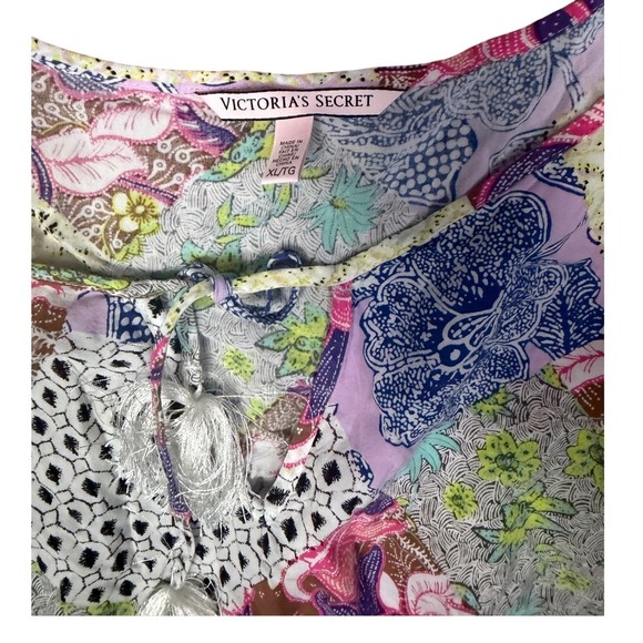 Victoria's Secret Bohemian Patchwork Tassel Kimono Cover Up Women XL Beach Chic - Picture 3 of 4